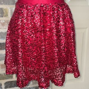 Red Sequined Skater Circle Mini Skirt Girls XL/Wms Small Retro Edgy Whimsical